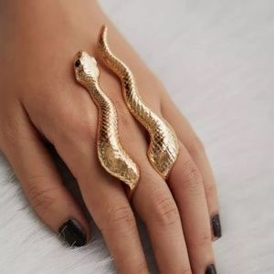 Golden Serpent Statement Ring Snakes